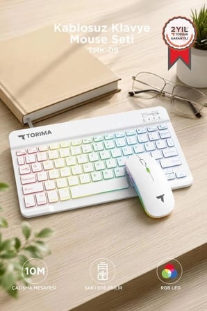 Özel Seri Kablosuz Klavye Mouse Seti TMK09 Beyaz Ürün Ev Bilgisayar