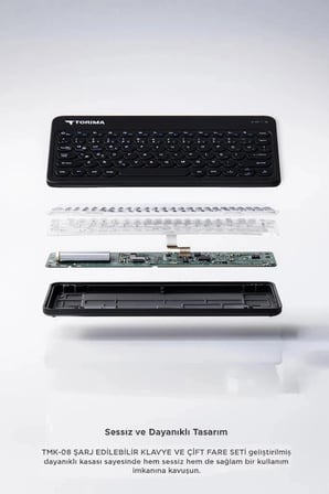 Torima Bluetooth Kablosuz Klavye Mouse Seti TMK08 Siyah Ofis Aracı Masa Aksesuarı Bilgisayar Eşyası