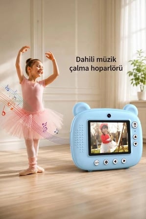 Delux Serisi Torima Dijital Fotoğraf Makinesi CMR14 Mavi Eğitici Cihaz Boyama Kağıdı Anlık Baskı