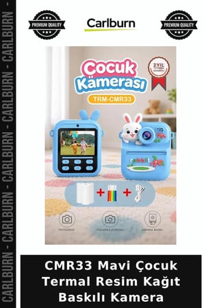 Delux Serisi CMR33 Mavi Çocuk Termal Resim Kağıt Baskılı Kamera Taşınabilir Eğitici
