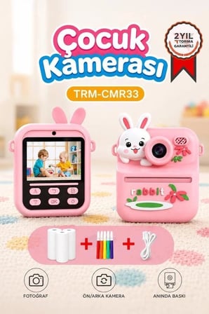 Özel Üretim CMR33 Pembe Dijital Çocuk Fotoğraf Makinesi Baskılı Cihaz Eğitici Set Eğlenceli Ürün