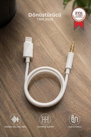 Torima Dönüştürücü Kablo Lightning to 3.5MM Aux TRMJH24 Ses Aparatı Araç Kablosu Mobil Aksesuar