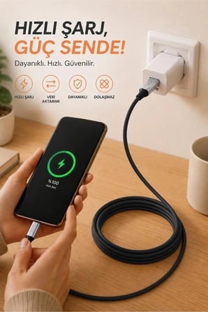 Özel Seri Torima Şarj Kablosu Lightning Silikon 3.0A U15 Siyah Bağlantı Elektronik Seyahat