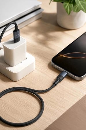 Özel Üretim Torima Şarj Kablosu Type-C to Lightning Data Kablo U18 Siyah Ofis Aktarım Seyahat