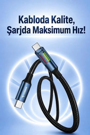 Premium Torima U21 Şarj Kablosu Type-C to Type-C 60W Siyah Cihaz Bağlantısı Ekranlı Kablo Araç Gereç