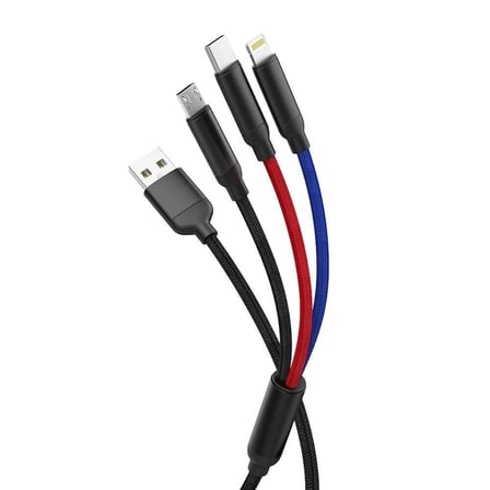 Torima Şarj Kablosu Type-C Lightning Micro U35 Siyah 3IN1 3.0A Cihaz Aparatı Gereç Hızlı Kablo