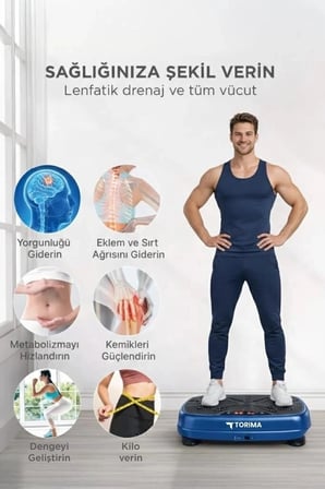 Torima VEP1000 Mavi Kumandalı Yüksek Titreşimli Kondisyon Aleti Fitness Ev Sporu Direnç Bantlı