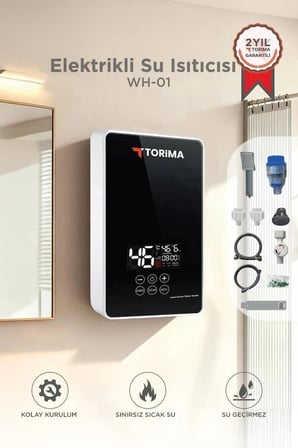 Delux Serisi Torima Şofben Elektrikli Su Isıtıcı 7000W WH01 Mutfak Gereci Dijital Cihaz