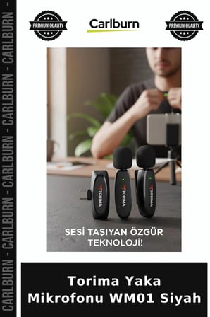 Özel Üretim Torima Yaka Mikrofonu WM01 Siyah Röportaj Çekim Aleti Ses Kaydı