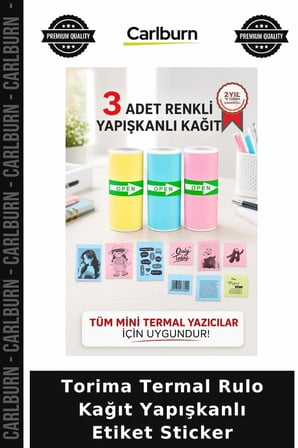 Özel Seri Torima Termal Rulo Kağıt Yapışkanlı Etiket Sticker Ofis Gereci Not Kağıdı Defter Süsleme