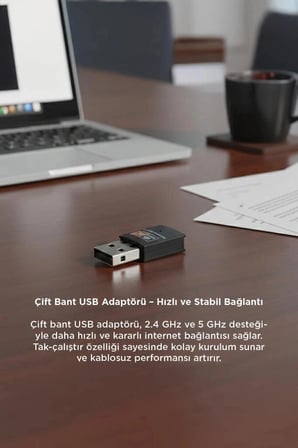 Torima Mini Wifi Adaptör USB 2.0 600 Mbps YD48 Siyah Cihaz Aksesuarı Masaüstü Gereci Teknik Parça