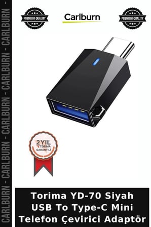 Torima YD-70 Siyah USB To Type-C Mini Telefon Çevirici Adaptör Taşınabilir Seyahat Kamera