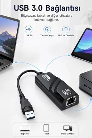 Özel Seri Torima Ethernet Dönüştürücü USB 3.0 Çevirici Adaptörü YD74 Siyah Çalışma Video Dosya