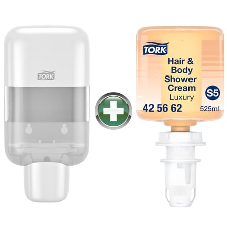 Tork Mini S5 Sabun ve Dezenfektan Dispenseri Beyaz + 525 ml Şampuan Hediyeli