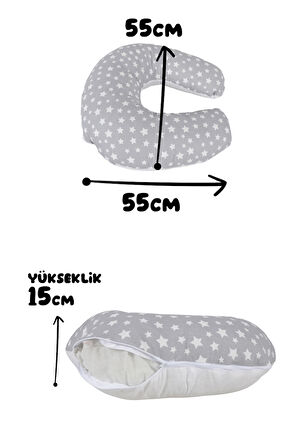 Bebek Emzirme Minderi Yumuşak Gri Emzirme Minderi Yıkanabilir Çift Taraflı Kullanım Anne Bebek Gereç
