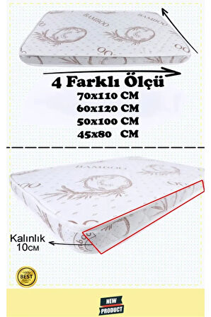 Bamboo Ortopedik Sünger Bebek Çocuk Yatağı Anne Yanı Bebek Yatak