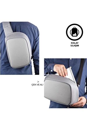 XD Design Bobby Sling Hırsızlık Önleyici Suya Dayanıklı Usb Şarj Girişli Çapraz Omuz Çantası