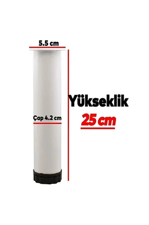 25 cm Ayarlanabilir Koltuk Ayağı 4’lü Set Beyaz Mobilya Ayağı 4’lü 25 cm Metal Koltuk Mobilya 