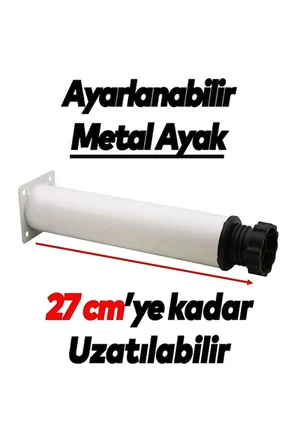 25 cm Ayarlanabilir Koltuk Ayağı 4’lü Set Beyaz Mobilya Ayağı 4’lü 25 cm Metal Koltuk Mobilya 