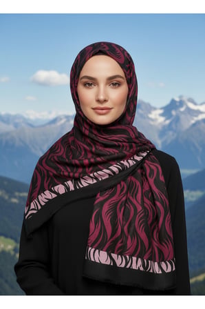 premium dalga desenli eşarp– modern desenli hafif tesettür eşarp