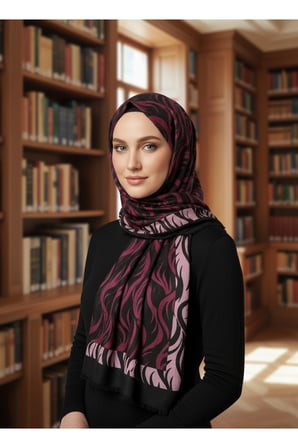 premium dalga desenli eşarp– modern desenli hafif tesettür eşarp