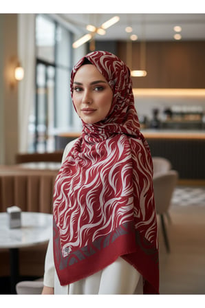 premium dalga desenli eşarp– modern desenli hafif tesettür eşarp