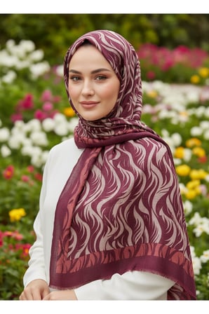 Premium Dalga Desenli Eşarp– Modern Desenli Hafif Tesettür Eşarp