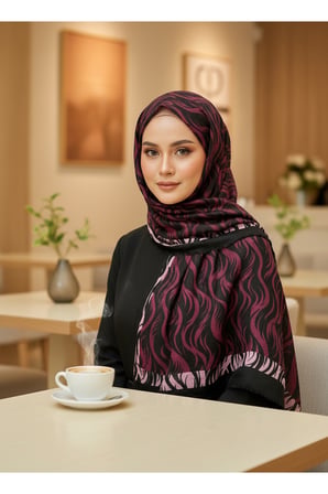 premium dalga desenli eşarp– modern desenli hafif tesettür eşarp