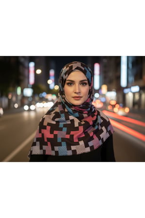 geometrik desenli kadın eşarp – modern şık yumuşak dokulu günlük & özel gün eşarp 95 x 95 cm