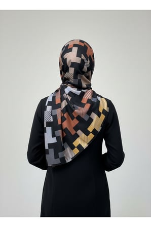 geometrik desenli kadın eşarp – modern şık yumuşak dokulu günlük & özel gün eşarp 95 x 95 cm