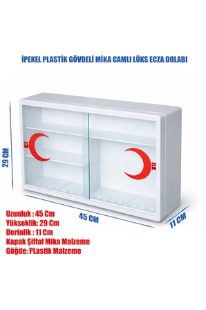 Ecza Dolabı Plastik Gövde Mika Cam Panelli İlk Yardım ve İlaç Saklama Dolabı Duvara Monte Dayanıklı Tasarım