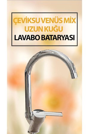 Venüs Mix Uzun Kuğu Lavabo Bataryası – Krom Kaplama Lavabo Musluğu