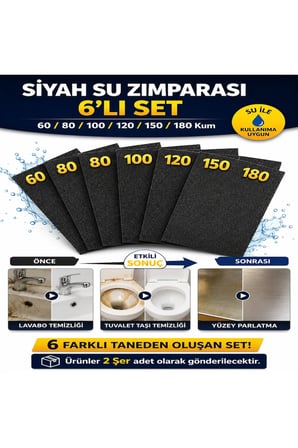 Su Zımparası Seti 12 Adet 60-80-100-120-150-180 Kum Islak ve Kuru Kullanım Zımpara Kağıdı