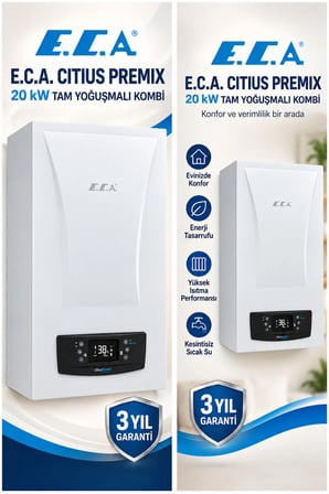 ECA E.c.a. Citius Premix 20 Kw Tam Yoğuşmalı Kombi  Baca ve Bağlantı Seti Dahildir