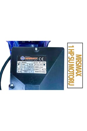 0,75 KW 1,0 HP 2850 R/Min 4,7 A. Su Motoru 220 V/50 Hz