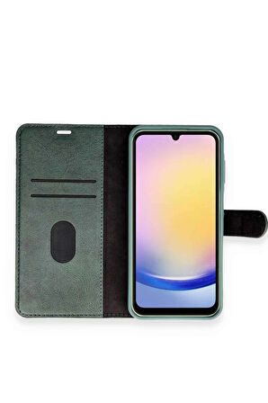 Samsung A15 Uyumlu Kapaklı Kartlıklı Deri Görünümlü Kılıf Case