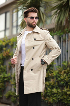 ERKEK PREMİUM APOLETLİ DERİ TRENÇKOT & PARDESÜ