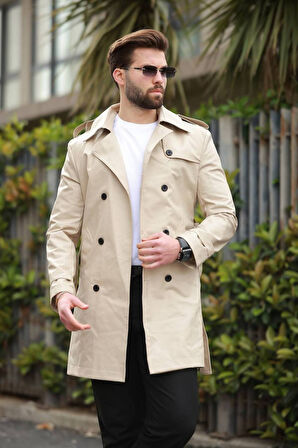 ERKEK PREMİUM APOLETLİ DERİ TRENÇKOT & PARDESÜ