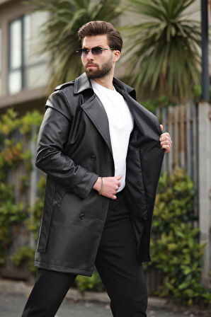 ERKEK PREMİUM APOLETLİ DERİ TRENÇKOT & PARDESÜ