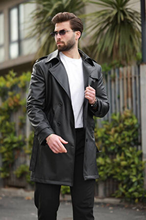 ERKEK PREMİUM APOLETLİ DERİ TRENÇKOT & PARDESÜ