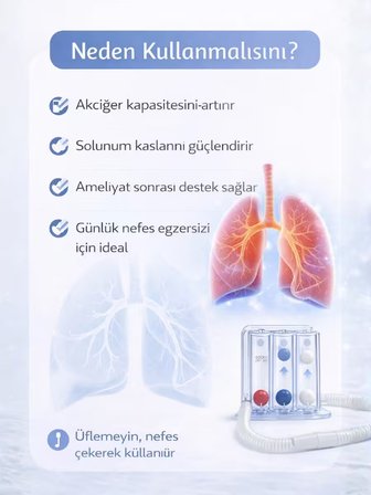 MEDAS LİFE Triflo 3 Toplu Nefes Egzersiz Cihazı (Incentive Spirometre) | Akciğer Geliştirici Solunum Aparatı