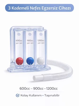 MEDAS LİFE Triflo 3 Toplu Nefes Egzersiz Cihazı (Incentive Spirometre) | Akciğer Geliştirici Solunum Aparatı