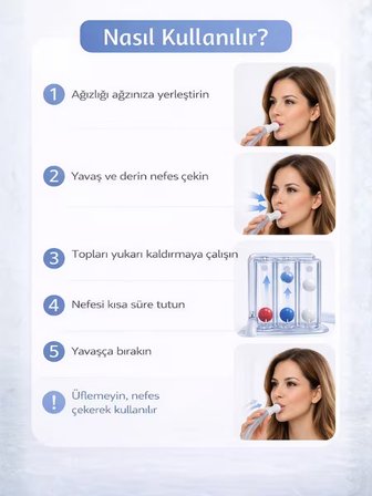 MEDAS LİFE Triflo 3 Toplu Nefes Egzersiz Cihazı (Incentive Spirometre) | Akciğer Geliştirici Solunum Aparatı