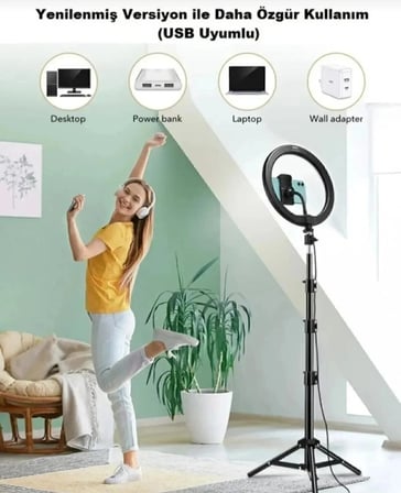 Tripod Ledli Ayaklı Tripot Pro 6500k Youtuber Fotoğraf Video Çekimi Telefon Tutucu(KUMANDA HEDİYE)
