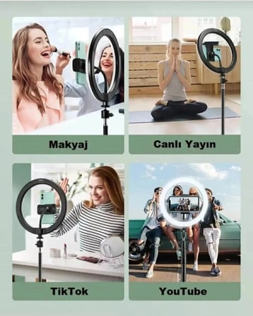 Tripod Ledli Ayaklı Tripot Pro 6500k Youtuber Fotoğraf Video Çekimi Telefon Tutucu(KUMANDA HEDİYE)