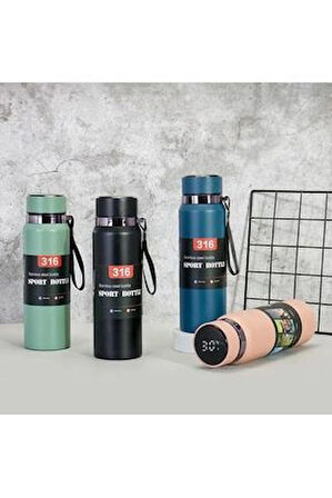 Dijital Isı Göstergeli Süzgeçli 800 Ml  Paslanmaz Çelik 316  Sport Termos