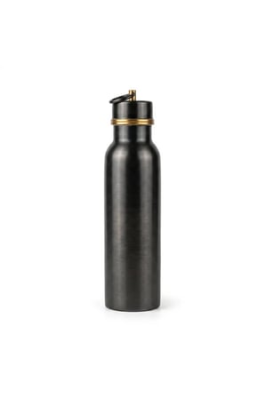 El Dövmesi Bakır Matara Suluk 600 ml – İçi Kalaylı Sızdırmaz Kapaklı El Yapımı Su Şişesi 24 cm Siyah - (BAKIR BİLEKLİK HEDİYEDİR !!!) Trs-0100