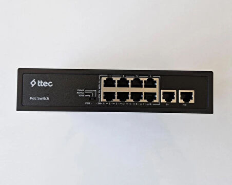 Nif Bilişim Ttec 10120P 8 Port 10/100M PoE 2 Port 10/100 Uplink Tak Çalıştır 120W PoE Switch