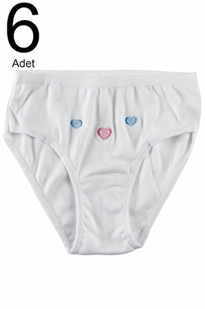 Kız Çocuk Beyaz  Paket Külot 6'lı