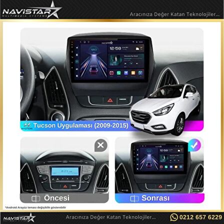 Hyundai Tucson 2+32GB Kablosuz Carplay 2009-2015 Android 13 Navigasyon Multimedya Sistemi 